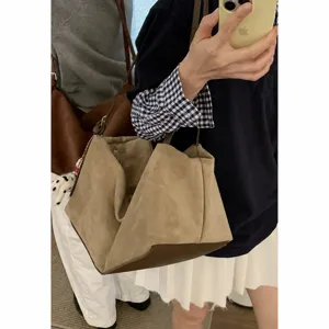 Casual large capacity suede shoulder bag women stylish chic hobo bag everyday