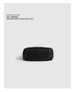 Borsa a tracolla casual in tela da donna, borsa tote a pois neri, borsa da studente per pendolari.