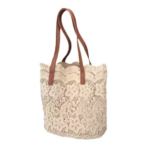 Donna borsa spalla pizzo grande capacità secchiello casual manici marroni vista principale