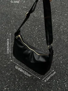Fashion retro black solid color women shoulder bag casual commute large capacity tote bag