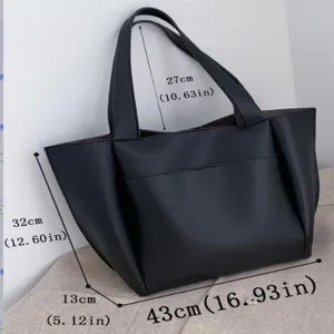 Large capacity black tote bag women's fashion shoulder bag casual handbag for daily use