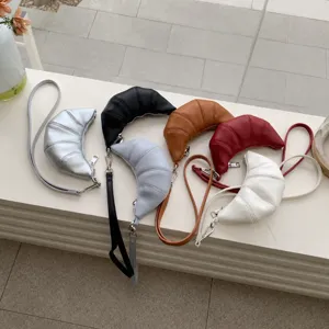 Mini Croissant Dumpling Bag Small PU Leather Handbag Cute Crossbody Purse Coin Purse Minimalist Fashion Wallet