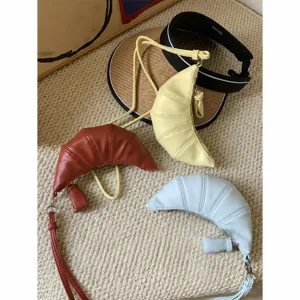Mini croissant shaped coin purse stylish trendy crossbody handbag cute vintage accessory