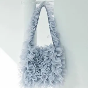 Large Capacity Tote Bag PU Shoulder Bag Japanese Niche Design Pleated Underarm Bag Casual Daily Fashion Handbag
