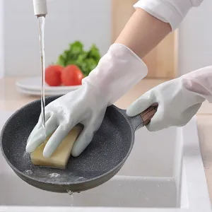 Waterproof latex household cleaning gloves for women, thin anti-slip dishwashing washing gloves.