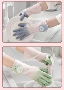 Gants de vaisselle en PVC dégradé longs ménage cuisine nettoyage imperméable antidérapant