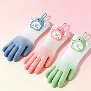 Gants de Vaisselle en PVC Dégradé pour Femmes Nettoyage de Cuisine Ménage Gants Durables Imperméables Antidérapants