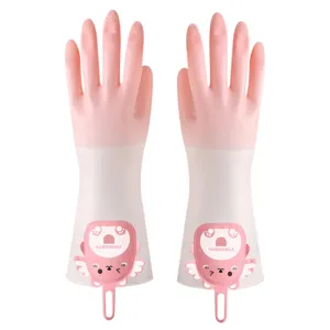 Gants de vaisselle en PVC dégradé pour femmes, gants de ménage antidérapants et imperméables.