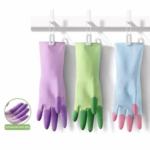 Household Rubber Dishwashing Gloves Thickened Waterproof Oil-Proof Kitchen Laundry Cleaning Gloves For Women