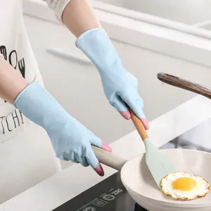 Thickened household cleaning gloves, waterproof and oil-proof rubber latex gloves for kitchen.