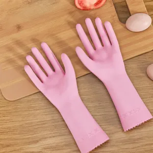 Household Cleaning Gloves Waterproof PVC Thickened Dishwashing Gloves Non-Slip Kitchen Laundry Rubber Gloves For Women Men