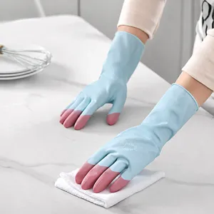 Thickened household cleaning rubber dishwashing gloves for kitchen waterproof durable.