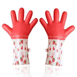 Durable PVC household dishwashing gloves for women, waterproof kitchen cleaning and laundry tool.