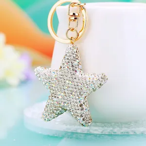 Sparkling crystal rhinestone star keychain keyring luxury bag charm purse pendant gift