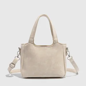 Stylish women commuting tote bag, solid color large capacity handbag with shoulder strap.