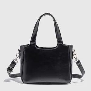Black PU Leather Handbag Women Shoulder Crossbody Bag Classic Tote Bag Daily Commute