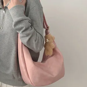Casual pink slouchy hobo shoulder bag for women soft large capacity dumpling crossbody tote