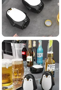 Ouvre-bouteille poussoir pingouin mignon et bouchon de vin pour cuisine, outil créatif de bière.