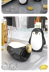 Détail du décapsuleur pingouin mignon, ouvre-bouteille innovant avec aimant pour bar.