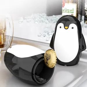 Ouvre-bouteille Manchot Poussoir Créatif Multifonctionnel Aimanté Attrape-capsule de Bière Gadget de Cuisine Accessoire de Bar