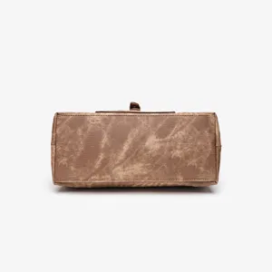 Brown vintage style women handbag bottom detail, large capacity casual tote shoulder bag.