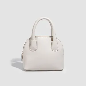 Women's PU Leather Shell Bag Vintage Small Top Handle Satchel Bag Chic Zipper Crossbody Handbag Daily Casual Purse