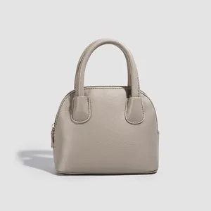 Gray dome handbag minimalist PU leather top handle purse casual daily crossbody bag