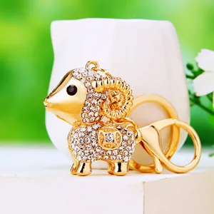 Gold rhinestone sheep keychain cute animal metal bag pendant stylish key ring accessory gift