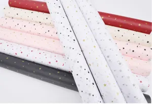 Papier de soie emballage floral motif etoile lune decoratif rouleau emballage cadeau DIY