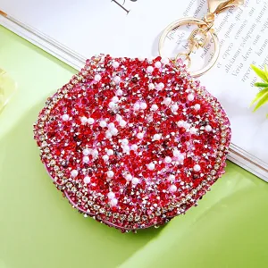 Sparkly Rhinestone Cherry Keychain Makeup Mirror Portable Pocket Mirror Cute Bag Charm