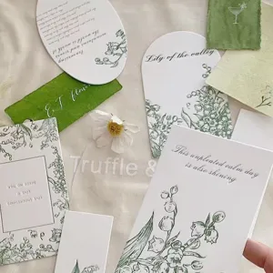 Lily of the valley decorative cards white green stationery floral packaging postcard