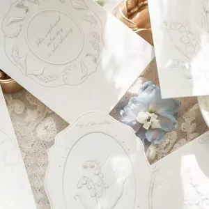 Lily of the valley decorative greeting cards, white paper postcards for floral packaging and baking.