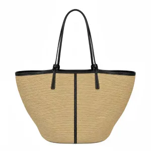 Damen Gewebt Stroh Tragetasche Große Kapazität Lässige Reise Strandtasche Handtasche Mode Sommer Urlaub Schultertasche
