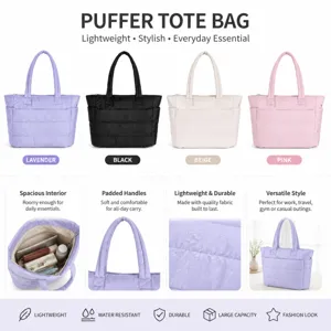 Stepp-Tasche Detailansicht zeigt geräumigen Innenraum, gepolsterte Griffe und strapazierfähig.