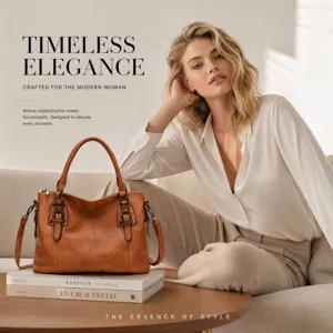 Κομψή vintage καφέ δερμάτινη τσάντα tote, μεγάλη χωρητικότητα για γυναίκες, καθημερινή τσάντα.