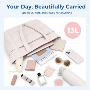 Gesteppte Damen Tote Bag, grosse weiche Schultertasche und Laptoptasche fuer Alltag.
