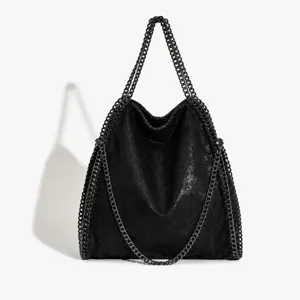 Γυναικεία Τσάντα Tote Μεγάλου Χωρητικότητας Vintage PU Δέρμα με Αλυσίδα Τσάντα Ώμου Casual Fashion Retro Σχεδιασμός