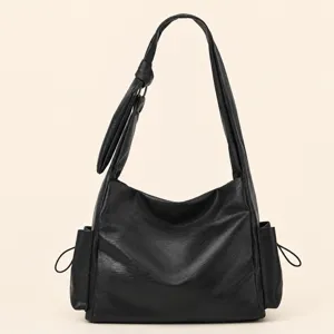 Women PU Leather Tote Bag Vintage Pleated Shoulder Bag Large Capacity Commuter Hobo Bag Casual Underarm Handbag