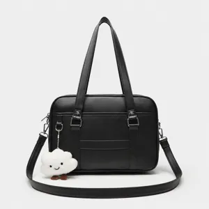 Japanese Style JK Uniform Tote Bag PU Leather Shoulder Crossbody Bag Commuter Handbag For Women