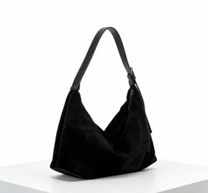 Schwarze Wildleder Umhängetasche große Kapazität Hobo Tote Tasche Herbst Winter Umhängetasche