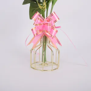 Pink pull bow ribbon for gift wrapping, wedding decoration, party favor, beautiful gift box bow.