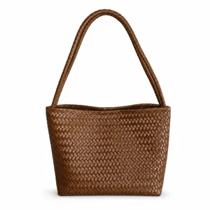 Detailed close-up view showing the exquisite brown woven leather texture and fine craftsmanship.