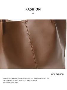 Braune Leder-Tote-Bag für Damen, große Schultertasche, elegante und stilvolle Alltagstasche.
