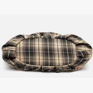 Vintage plaid canvas tote bag for women, large capacity retro shoulder crossbody bag.