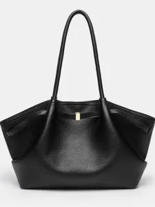 Französisches Vintage PU-Leder Großes Kapazität Tote Bag Damen Minimalistische Einfarbige Unterarm Umhängetasche Handtasche