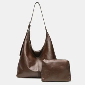 Retro gran capacidad bolso de hombro para mujer bajo el brazo tote bag con neceser