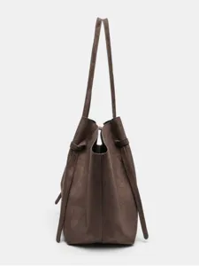 Elegante borsa shopper marrone in camoscio da donna, grande borsa a spalla capiente e pratica.