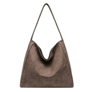 Sac a main epaule marron grande capacite femme cabas decontracte mode cuir elegant.