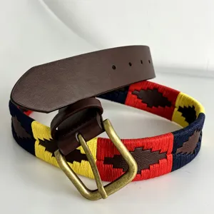 Men Casual Woven Belt Handcrafted Embroidery PU Leather Belt Vintage Metal Pin Buckle Outdoor Sports Waist Belt