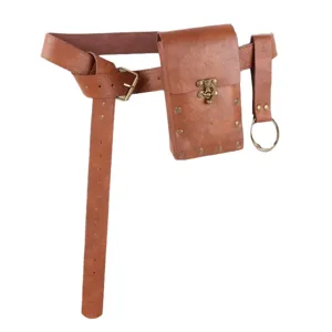 Medieval Viking Leather Belt with Pouch Renaissance Cosplay Costume Accessory for Men Women